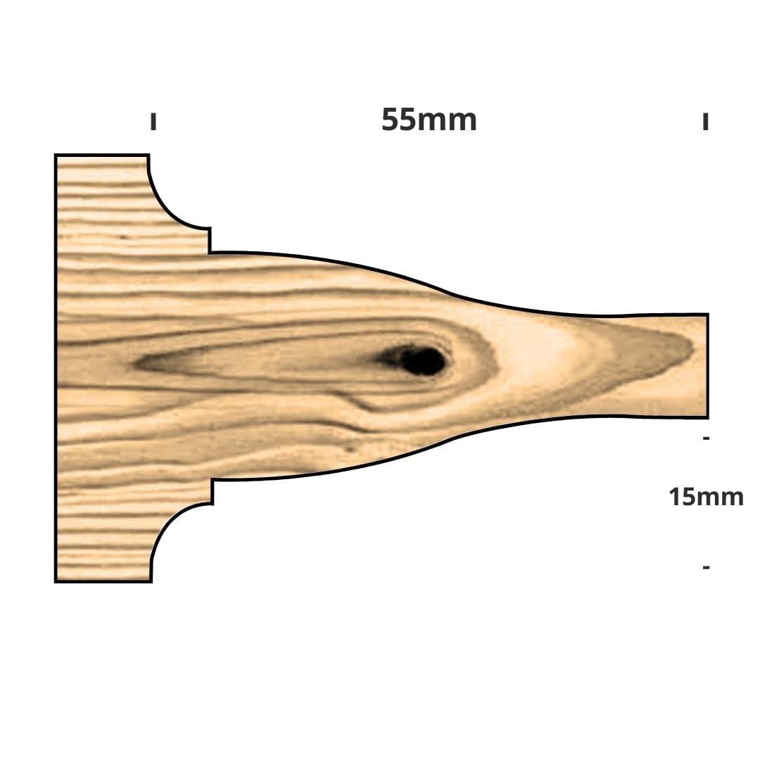 GÖBEKLİ PROFİL FREZESİ 55 MM UZUN KAVİSLİ DEKORATİF MODEL